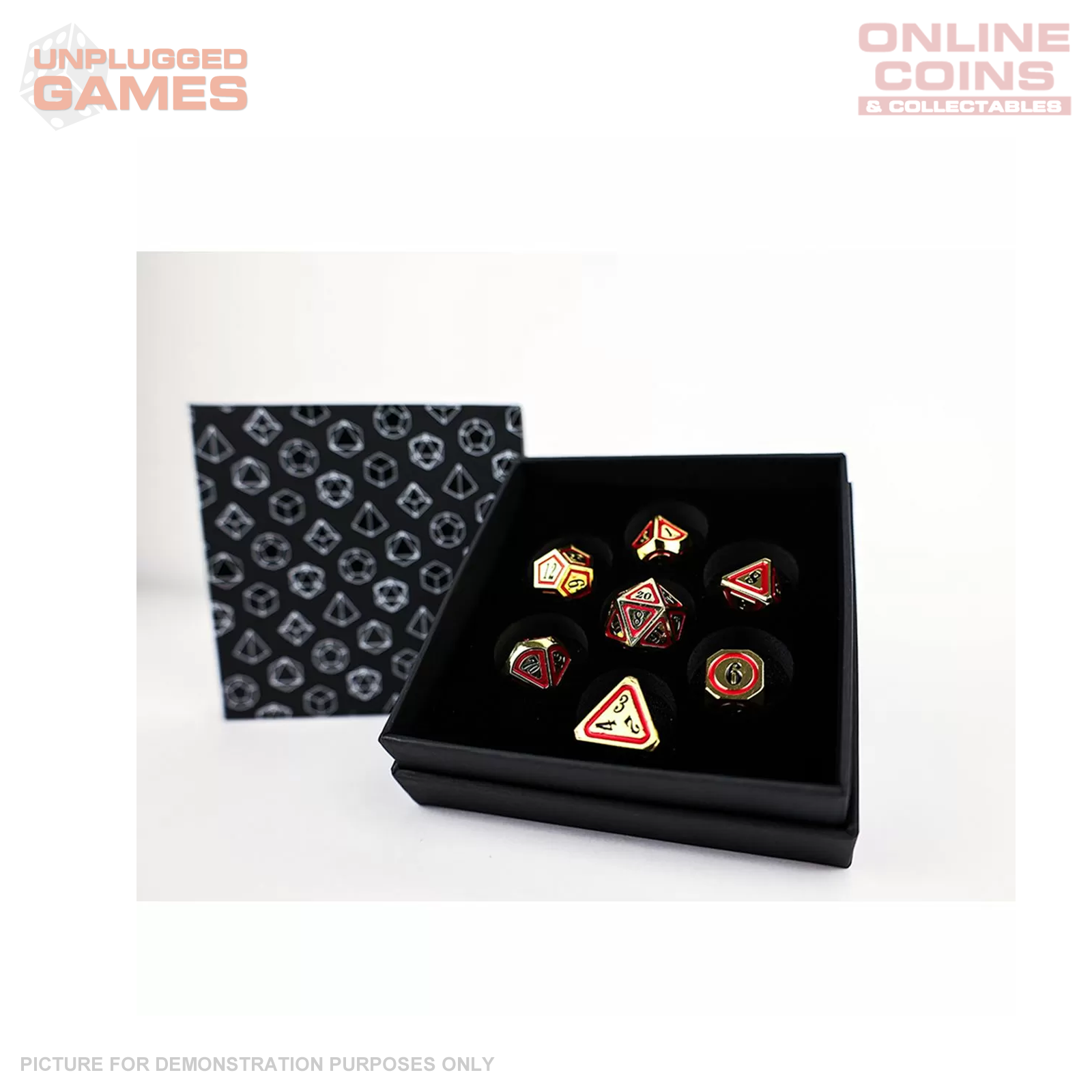 LPG Dice Set - Metal RPG Concentric Black/Red/Gold